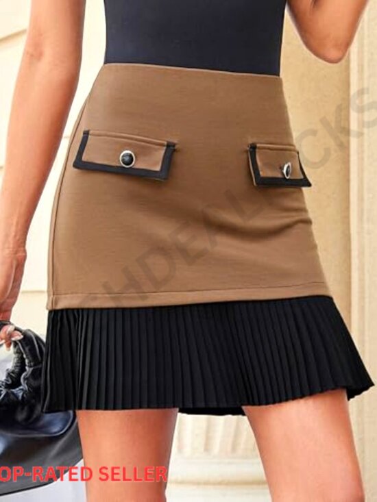 Pleated A-Line Mini Skirt High Waist Casual Y2K Chic Retro Uniform Style - Picture 4 of 7